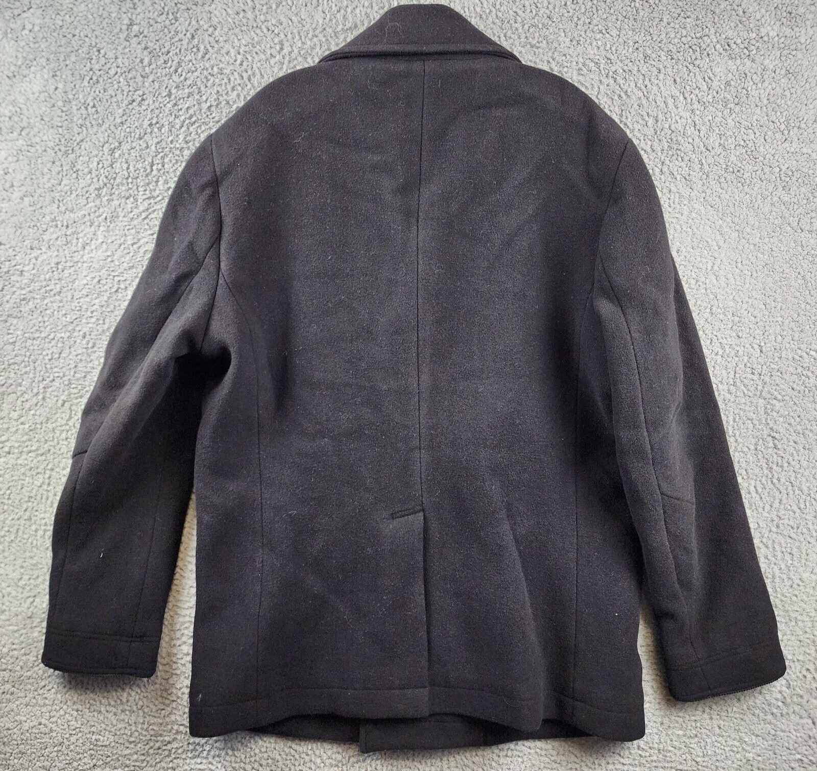 Pre-owned John Varvatos Wool Carlos Vintage I Peacoat Men's 56/xl Black Front Button L/s