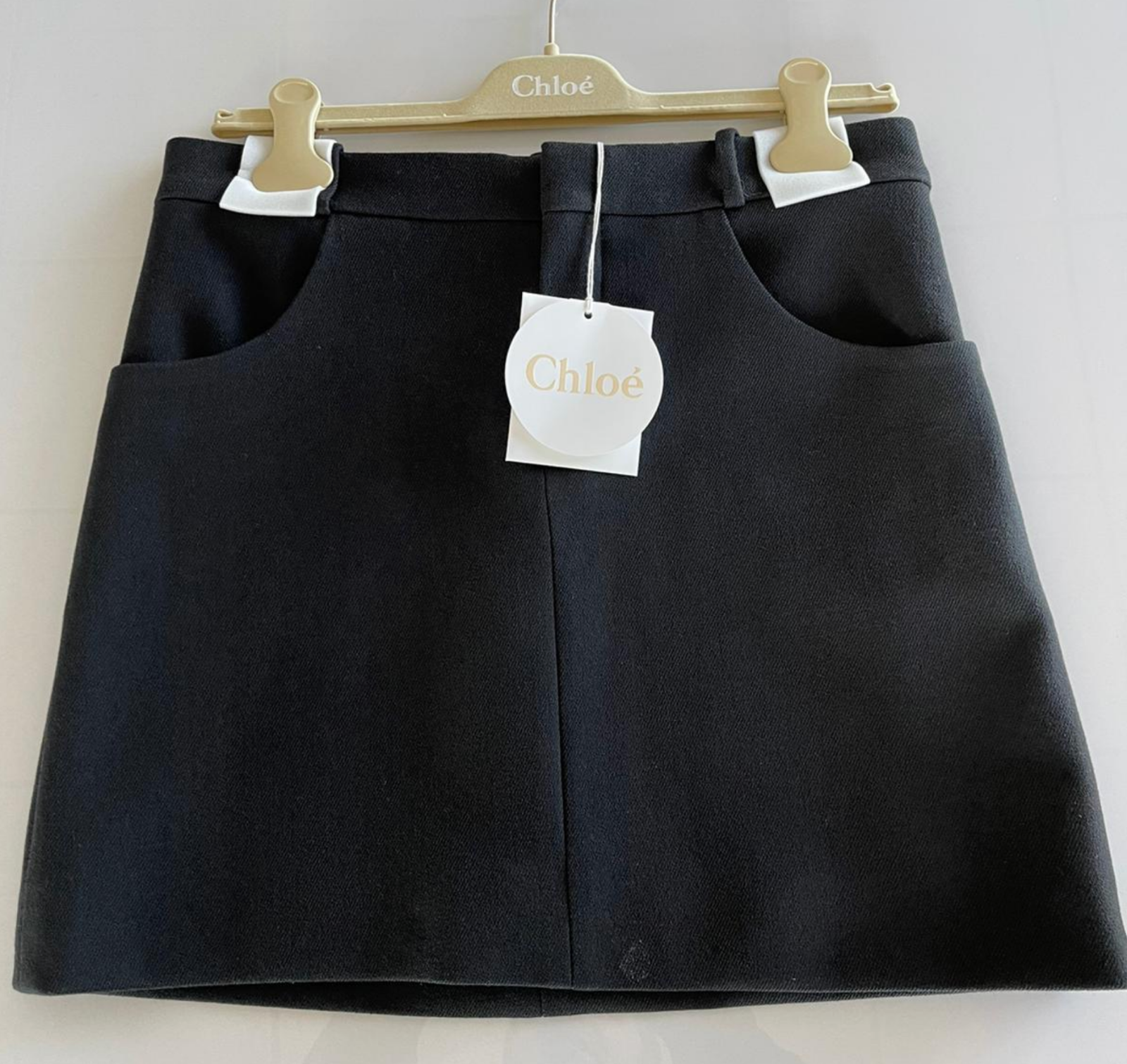 Pre-owned Chloé Paris Women's Iconic Cult Wool Silk Mini Skirt Hot 38 In Black