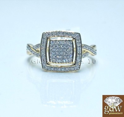 Pre-owned Globalwatches10 10k Gold Diamond Ladies Ring Women Size 7 Real Gold Diamond I2 Clarity In White