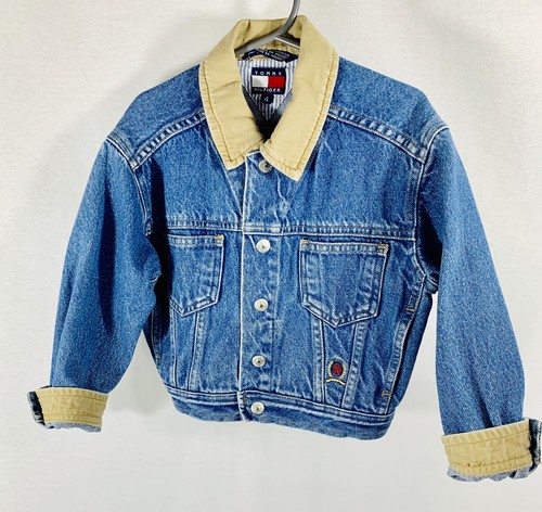 TOMMY HILFIGER  Denim Blue Jean Jacket ~ KIDS YOUTH Size 4 ~ Embroidered Logo