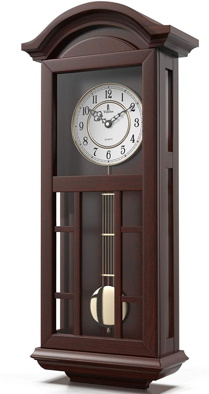 Pendulum Wall Clock Battery Operated - Hanging Grandfather Wall Clock with Pendu