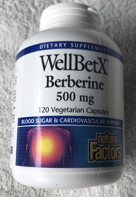 Natural Factors WellBetX Berberine Vitamin 120 Capsule Exp 01/2026