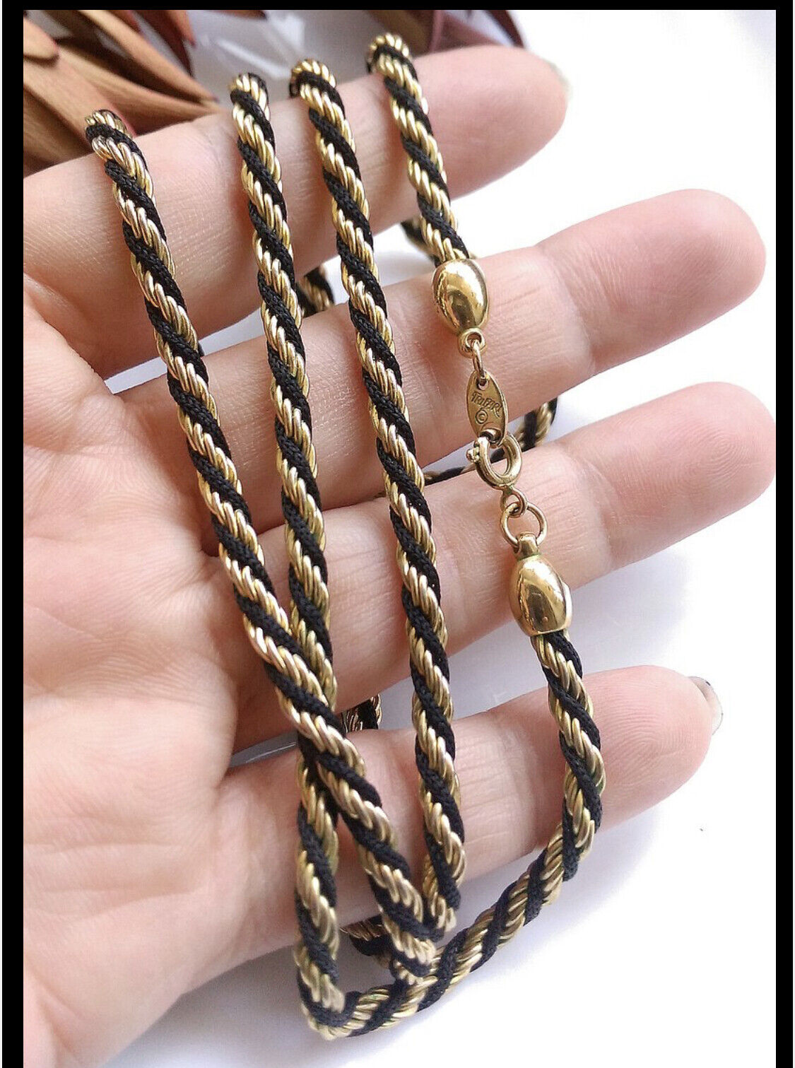 Vintage Trifari Necklace & Bracelet Set Gold Tone & Black Vintage Trifari Necklace & Bracelet Set Gold Tone & Black