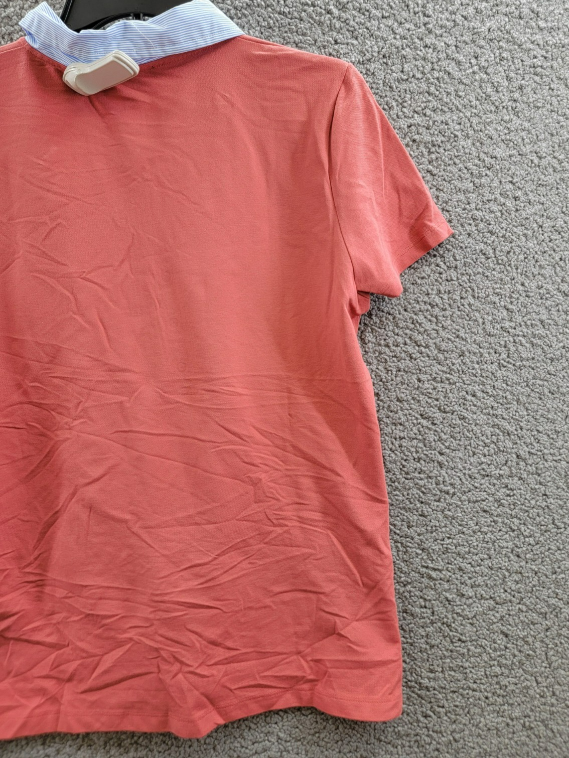 Tommy Hilfiger Striped-Collar Polo Shirt Women's L Min Red Short Sleeve Pullover - Picture 16 of 18