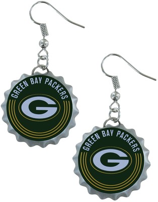 Серьги с крышечками от бутылок Green Bay Packers
