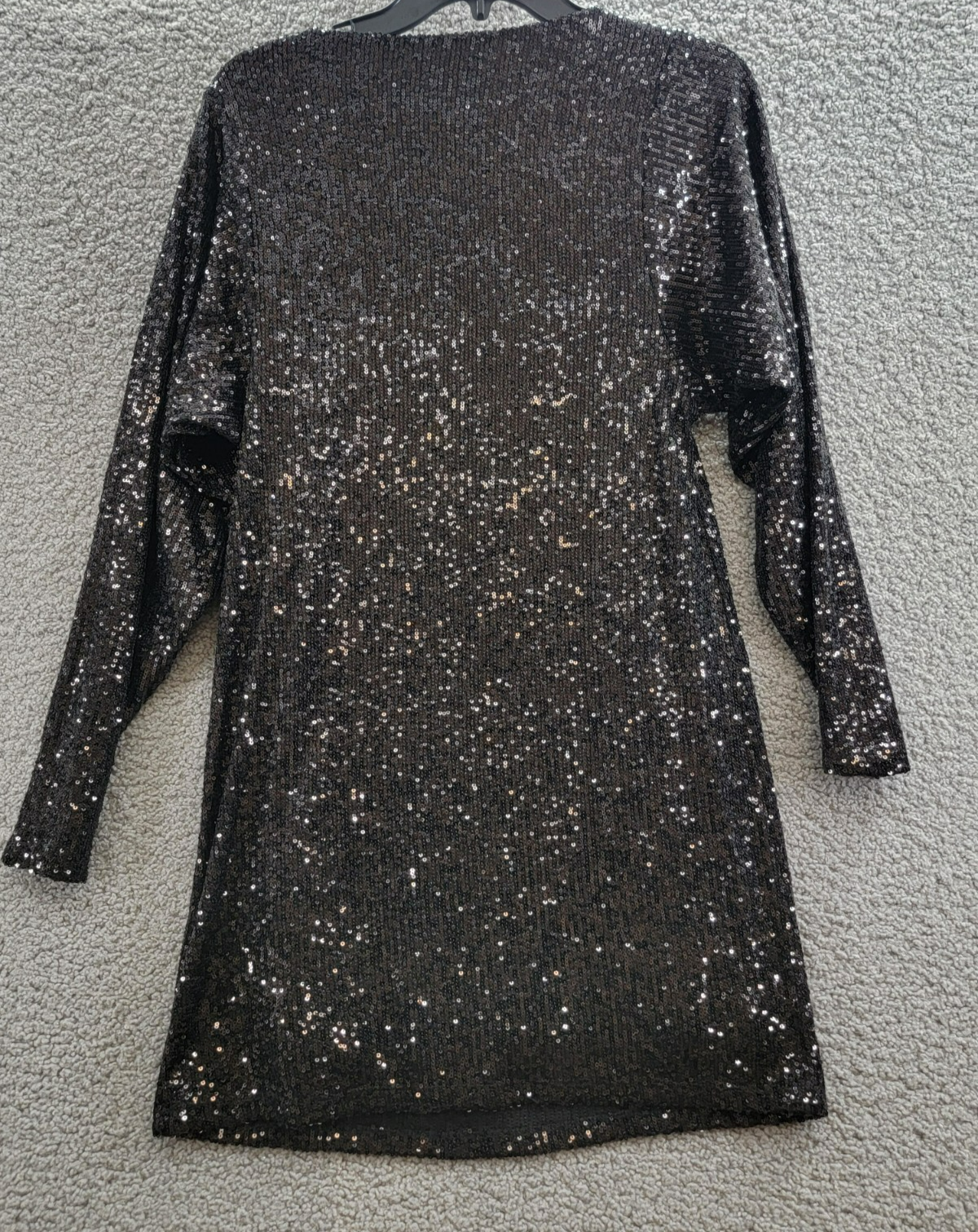 Steve Madden Ginger Sequined Mini Shift Dress Women's 4 Black Boat Neck Pullover - Picture 11 of 14