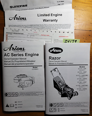 Ariens razor 21 engine on sale manual