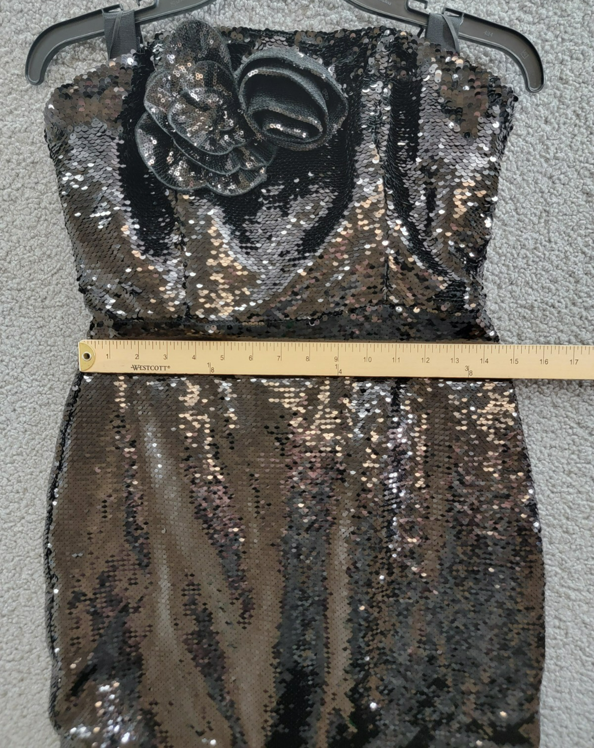 MILLY Sascha Sequin Strapless Mini Dress Women's 4 Black Straight Neck Back Zip - Picture 8 of 18