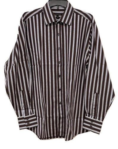 BCBGMAXAZRIA - 【BCBG MAXAZRIA】シャツ BCBG MAXAZRIA Men's Striped Long Sleeve Shirt Brown Size: L