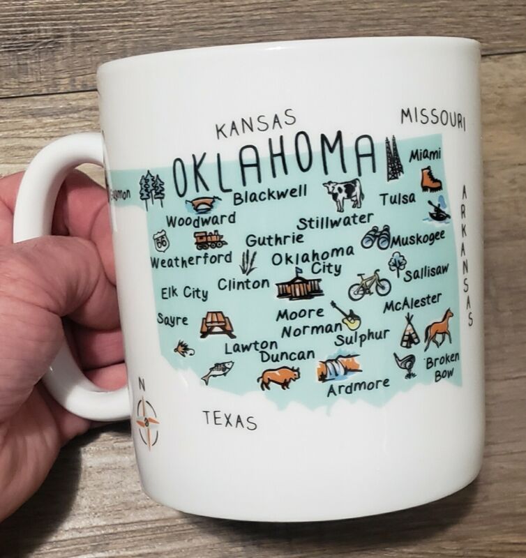 Jumbo  OKLAHOMA Coffee Mug My Place State Map 222 Fifth EXCELLENT CONDITION