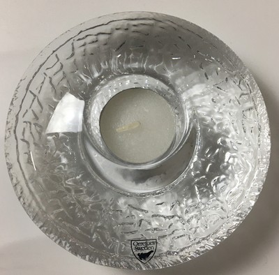 ORREFORS LARS HELLSTEN Sweden Discus Votive Clear Crystal Tealight Candle Holder