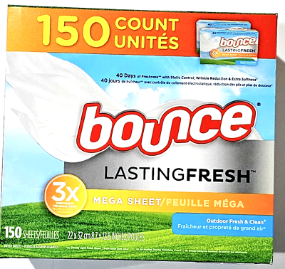 Bounce Lasting fresh 3x mega 150 Dryer sheets Outdoor Fresh u0026 Clean  30772051535 | eBay