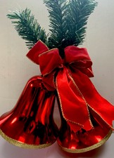 VINTAGE CHRISTMAS BELLS 2 EXTRA LARGE PLASTIC RED BELLS CHRISTMAS DECOR | eBay