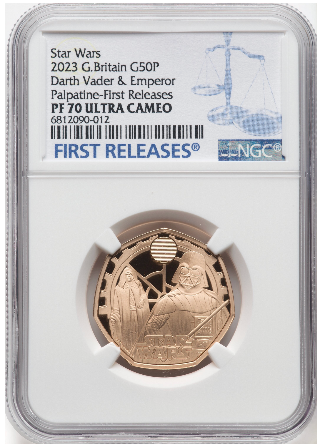 1/2 Oz GOLD 22K NGC PF70 G BRITAIN STAR WARS, Darth Vader