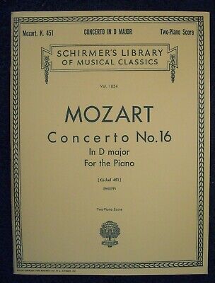 Mozart Concerto No. 16 In D Major For The Piano-Schirmer Vol. 1854 NOS-4QSMC