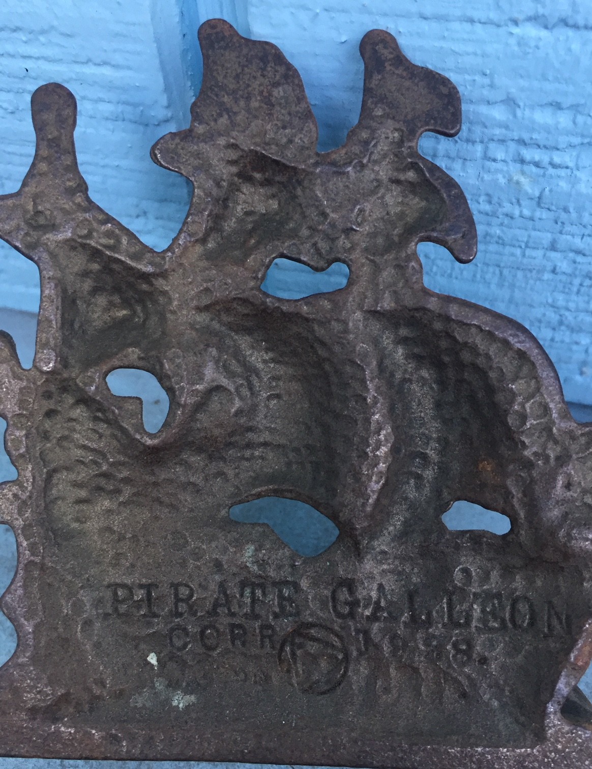 Antique Cast Iron Bookends Galleon Pirate SHIP 1920's Art Deco