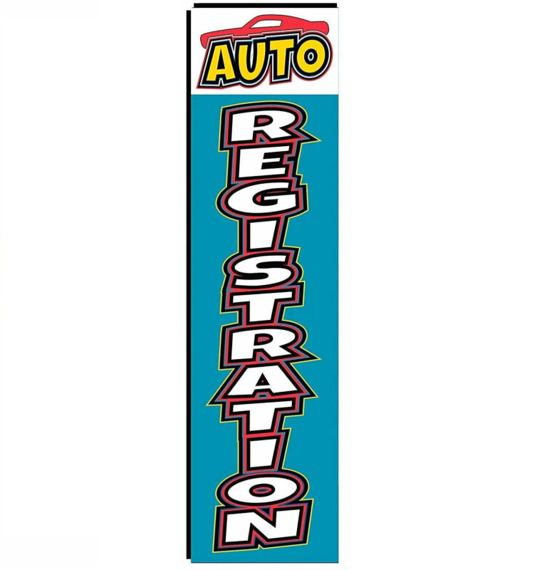 Auto Registration 3ft x 12ft Advertising Rectangle Banner Replacement Flag Only