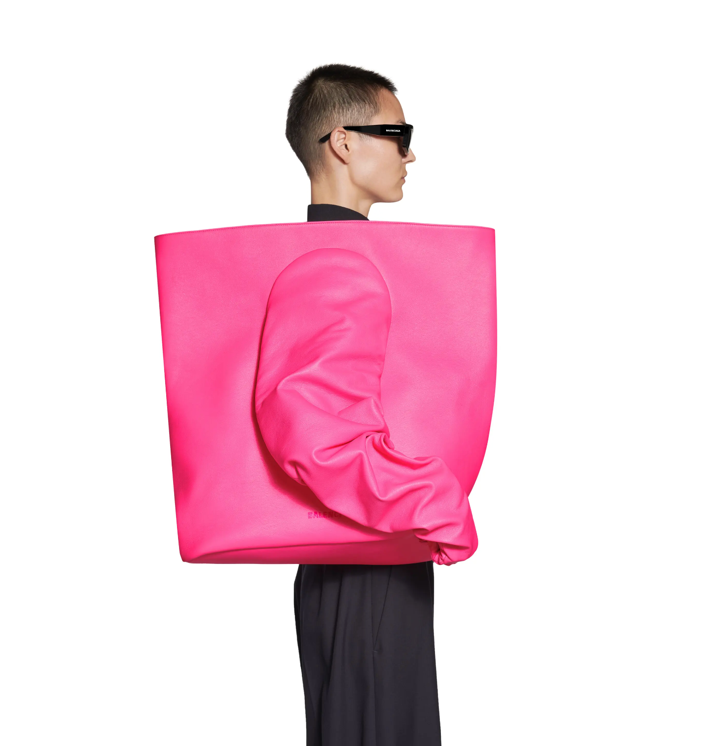 BALENCIAGA PINK CALF LEATHER GLOVE LARGE TOTE SHOULDER BAG
