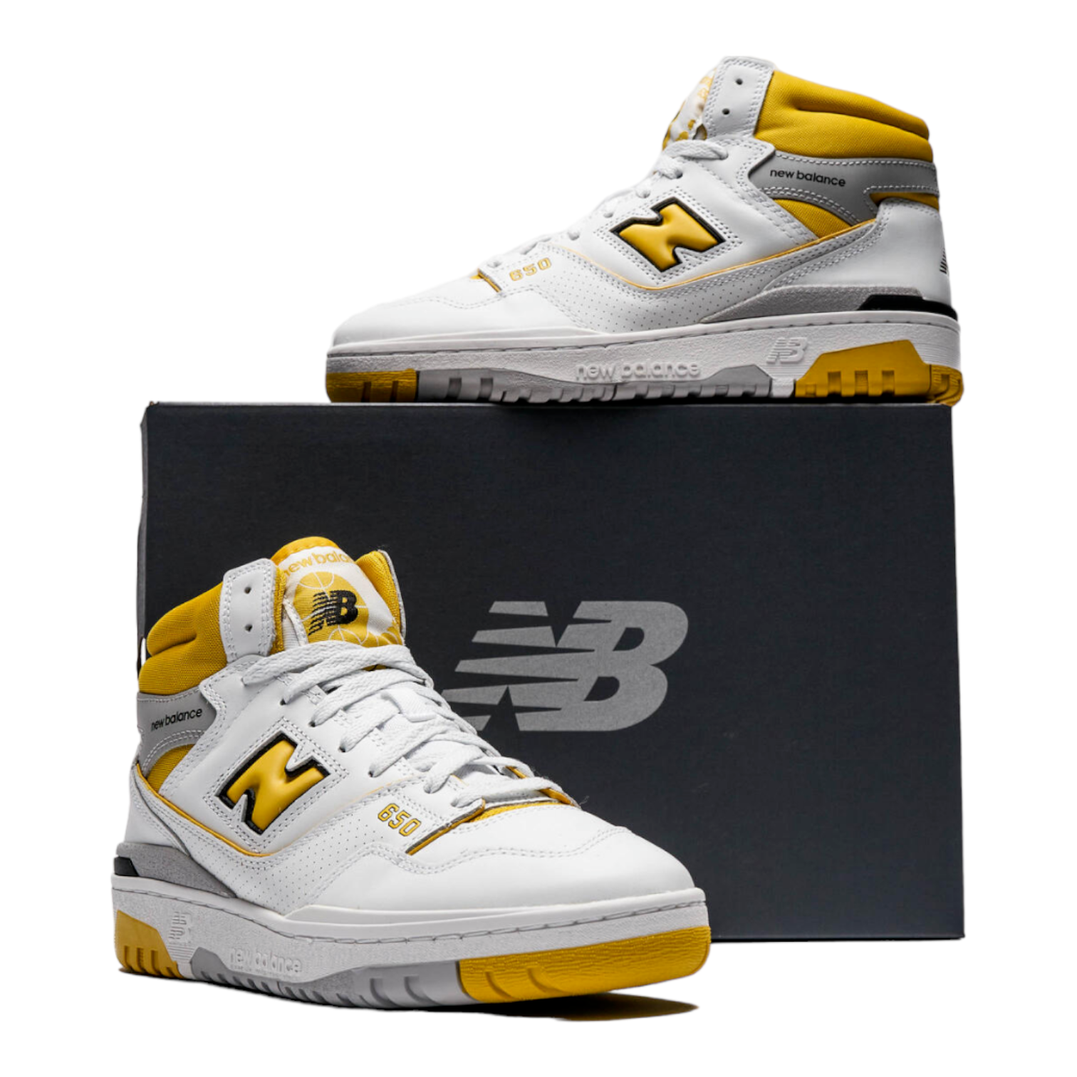 New Balance High Top Shoes Men 10 White Yellow Basketball