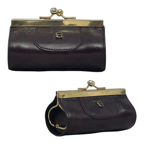 AIGNER 馬蹄型 コインケース ビンテージ ボルドー 馬蹄型コイン