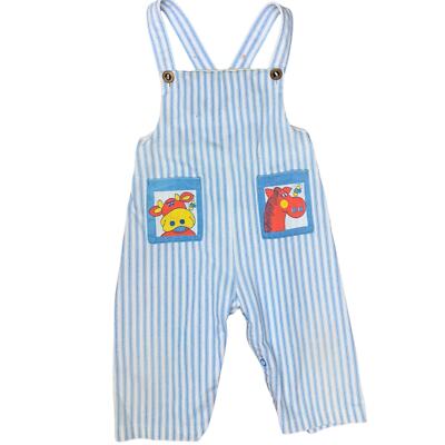Vintage 60's Carter's Baby Overalls Blue White Stripes Farm