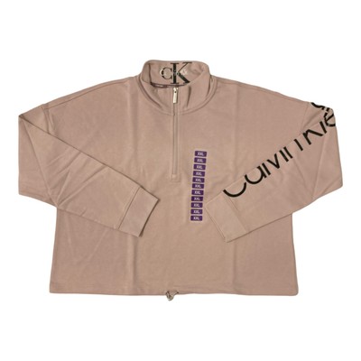 

Calvin Klein Womens Athletic укороченный пуловер с молнией до половины и банджи, Light pink