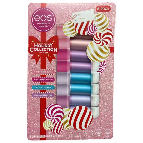 EOS Holiday Collection Hypoallergenic Lip Balm Variety Pack, 0.14oz, 8pk