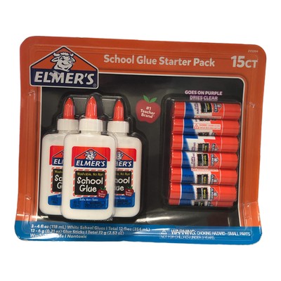 Стартовый набор клея Elmers School Washable Nu Run Glue в количестве 15 штук