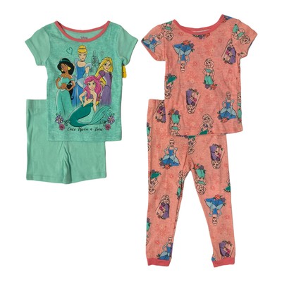 

Хлопковый пижамный комплект Disney Girls Princess из 4 предметов с короткими рукавами (Принцесса,  лет