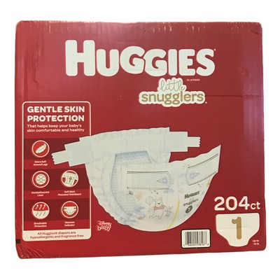 Подгузники Huggies Little Snugglers с нежной защитой от впитывания, Размер 1 (204 карата)