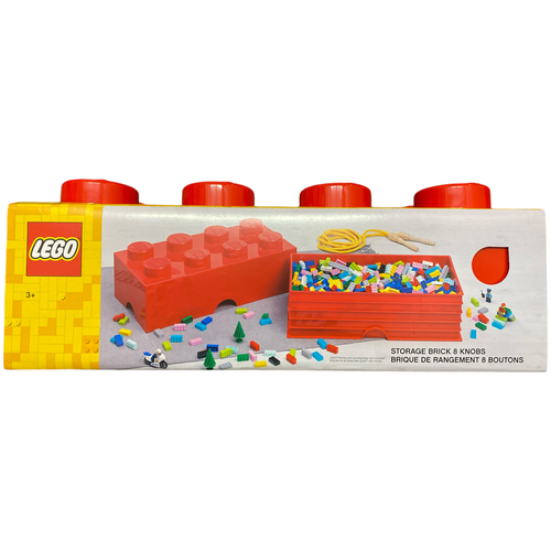 LEGO 8 Knob Stackable Storage Brick, 19.7 x9.8 x7.1 , Red