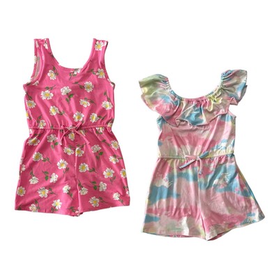 

Zunie Girl Комплект из 2 мягких вязаных комбинезонов Easy Fit без рукавов для девочек (розовый, Pink floral/unicorn