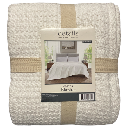 details by Becki Owens Lightweight Oversized Cotton Blanket, 106 x 94 (White)