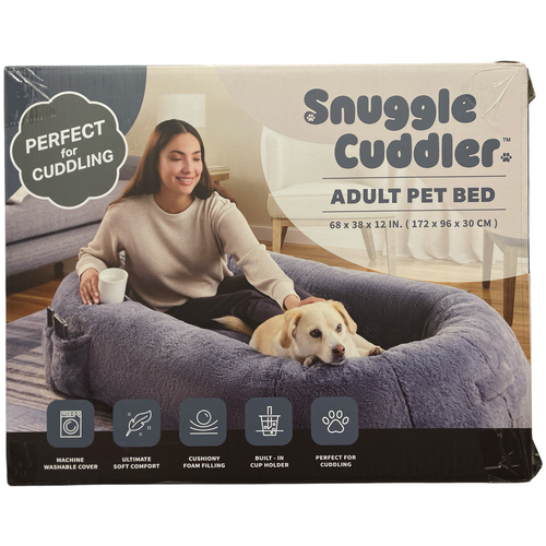Snuggle Cuddler Oversized Plush Adult Human Dog Bed, 68x38Xx12, Grey