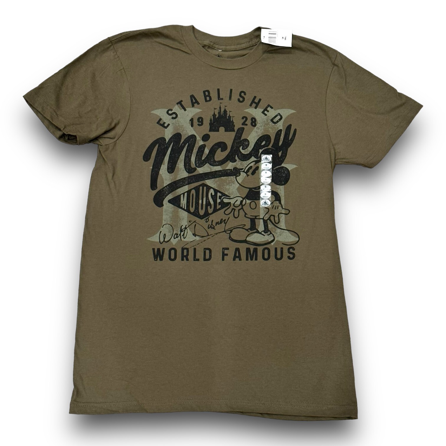 Disney Olive Green Established Mickey Mouse 1928 T Shirt