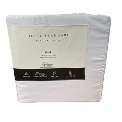 Social Standard by Sanctuary 6 Piece Sheet Set (White, King)