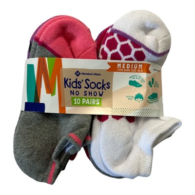 

10-Pack No Show Cushioned Footbed Socks от Members Mark Girl (розовый/серый, L, Pink/grey