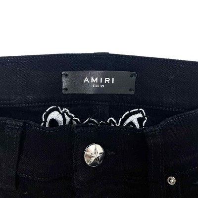 Pre-owned Amiri X Chemist Leather Glitter Star Patch Jeans Black