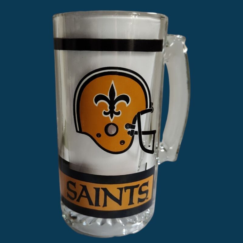 New Orleans Saints NFL Heavy Clear Glass Beer 12 oz Beer Mug 