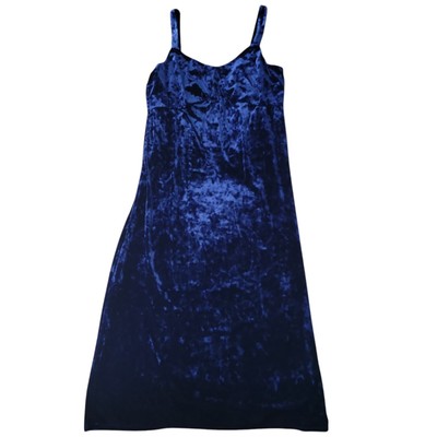 Jessica Simpson Womens Luxurious Crushed Velvet Slip Dress (Blue Depths, XL)