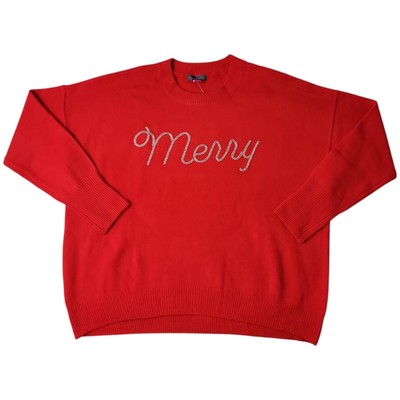 Vince Camuto Womens Warm Cozy Festive Holiday Sweater (Merry, S)