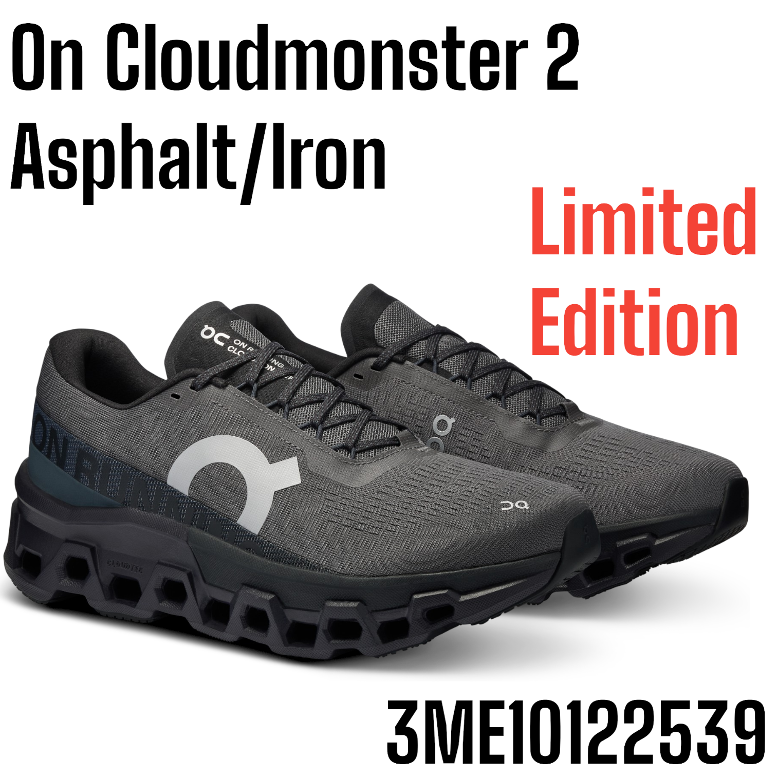 ON Men's Cloudmonster 2 ( Asphalt/Iron ) 3ME10122539 Road ON Men's Cloudmonster 2 ( Asphalt/Iron ) 3ME10122539 Road