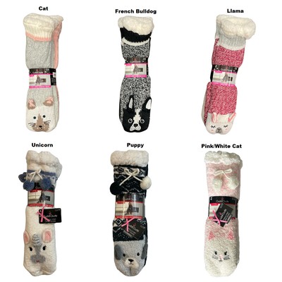 

Cuddl Duds Женские носки с подкладкой из шерпы Critter Slippers, размер обуви , набор из 2 шт