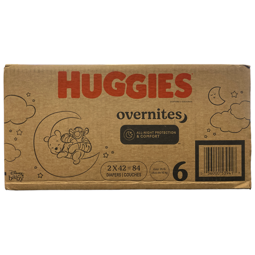 Одноразовые ночные подгузники Huggies для защиты и комфорта на всю ночь, Размер 6, 84 карата