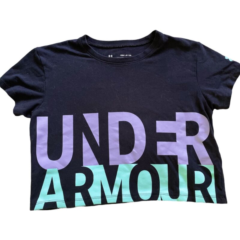 Under Armour Cropped Top Youth Small Black Purple Blue