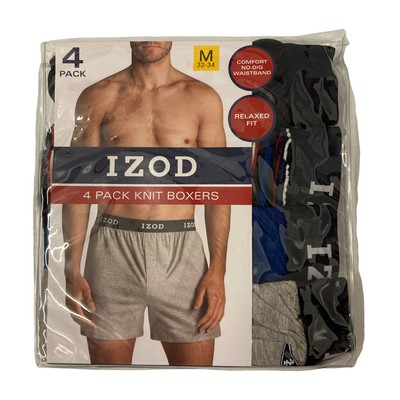 

Мужские трикотажные боксеры свободного кроя Izod с комфортным поясом, 4 шт., Navy/stripe/blue/grey print