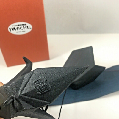 Iwachu Japanese Wind Chime Bell Cast Iron Black Peace Crane 485-500 JAPAN MADE 