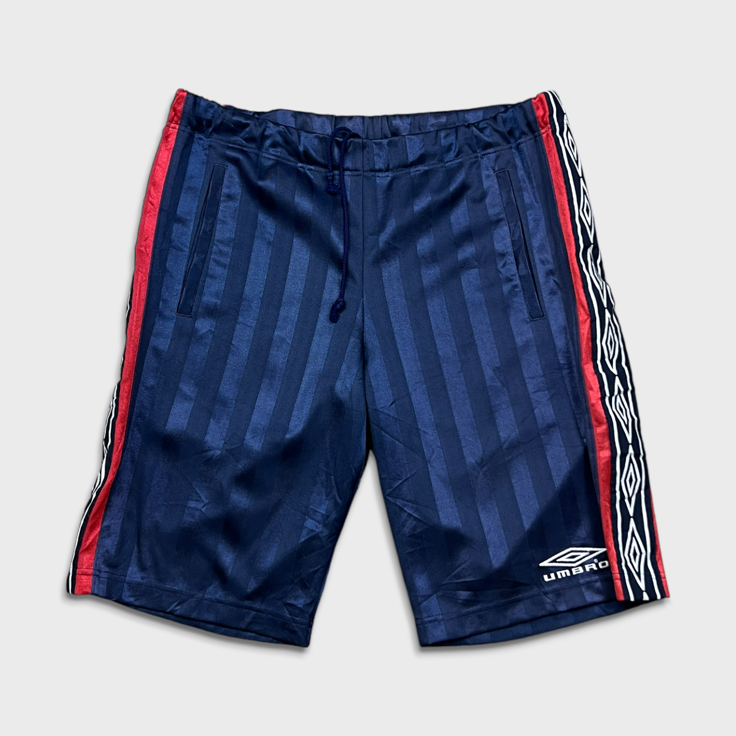 【UMBRO】セットアップ S/S Jacket & Skirt Shorts R6476 Umbro x Descente Shorts Mens Medium Blue Striped Side Tape