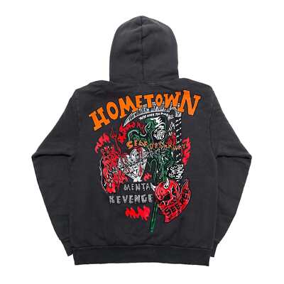 Pre-owned Warren Lotas Hometown Hooded Sweatshirt Stone Wash In Grey