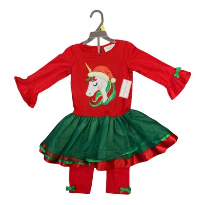 

Emily Rose Toddler Girls Рождественское платье-пачка с расклешенными рукавами и брюками с единорогом для девочек